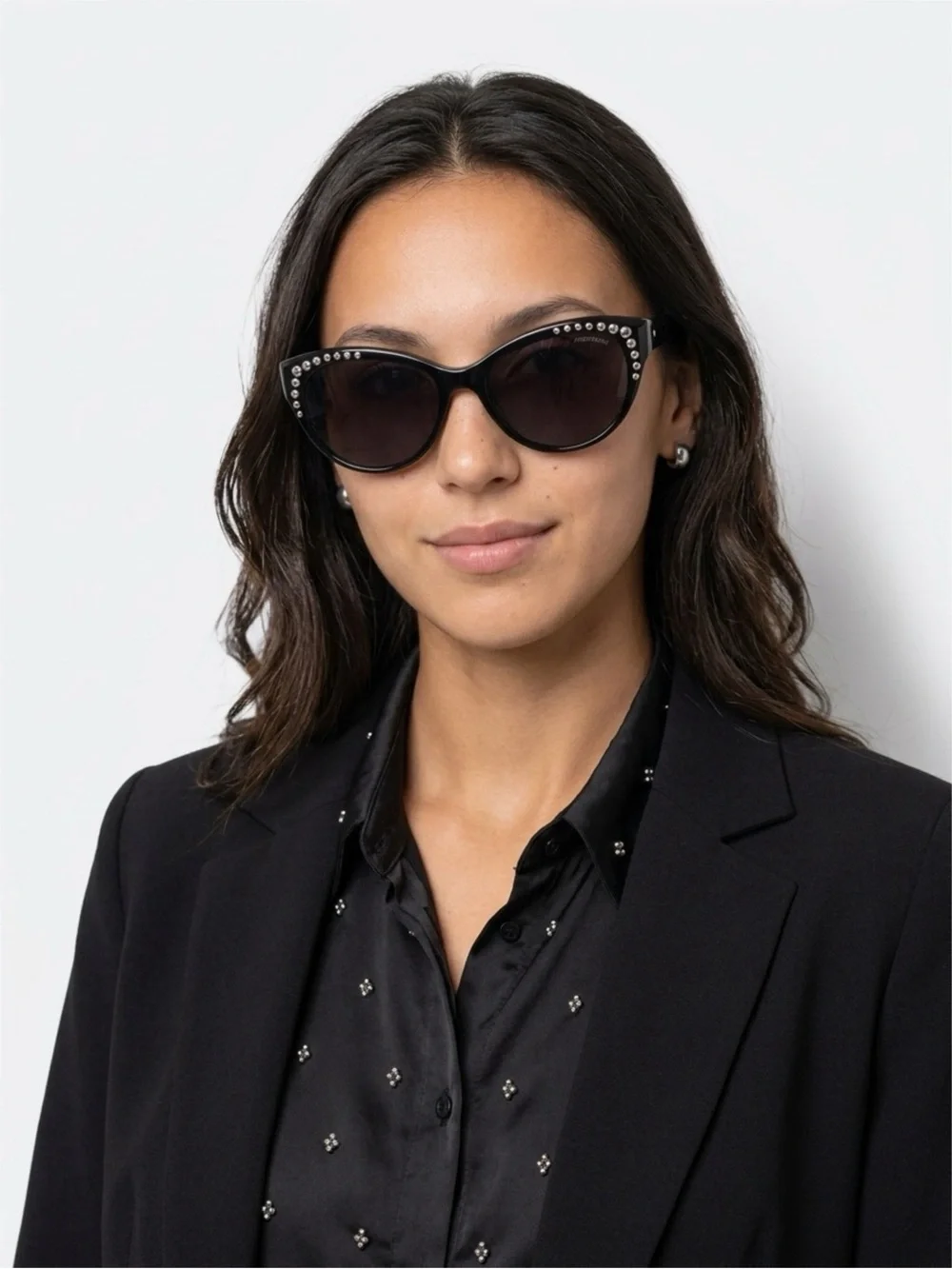 Brighton Pretty Tough Sunglasses.  Silver Plated Studs.  Black Frames.
